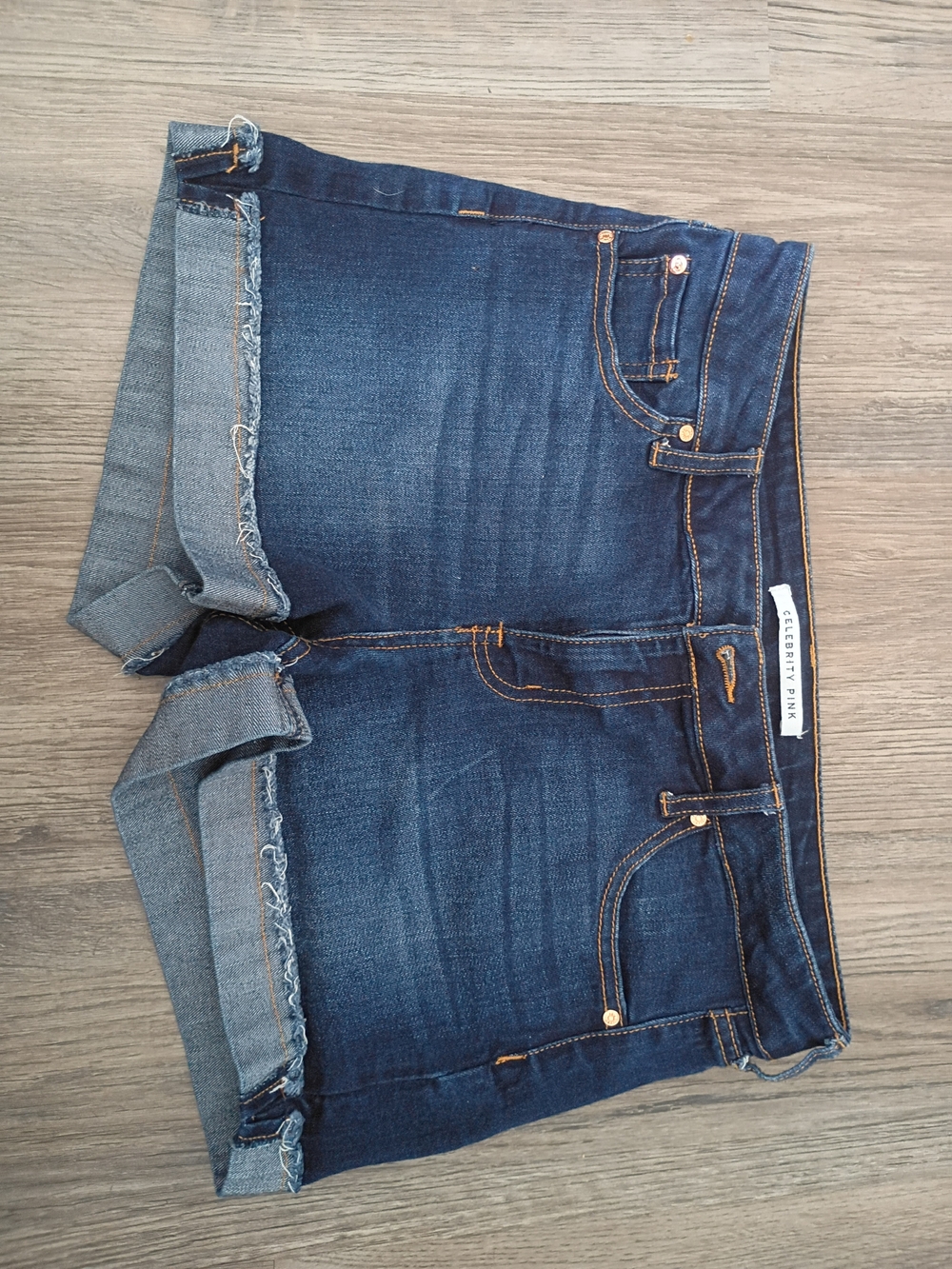 Celebrity Pink Dark Blue Cuffed Denim Shorts